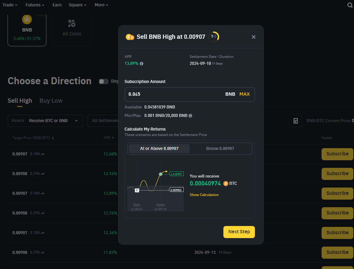 바이낸스 BNB 이자 수익률 13% 듀얼인베스트